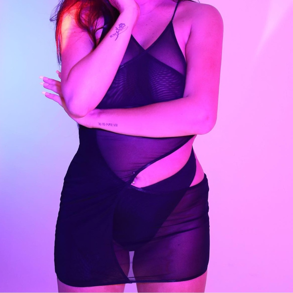 Sheer Black Cut-Out Dress